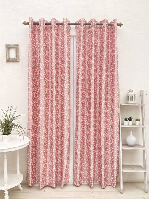 Ariana Pink Polyester 5 Feet Window Curtain - Set of 2