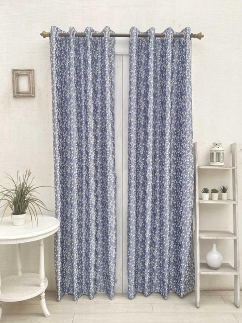 Ariana Airforce Polyester 5 Feet Window Curtain - Set of 2