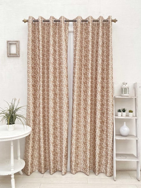 Ariana Rust Polyester 5 Feet Window Curtain - Set of 2