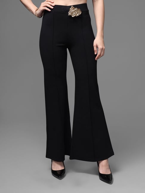 Kazo Black Flared Fit Trousers