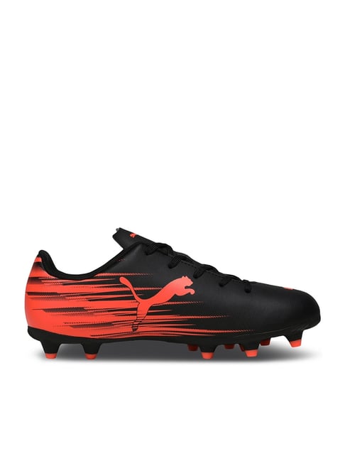 Puma Kids Unisex Attacanto II FG AG Black & Glowing Red Football Shoes
