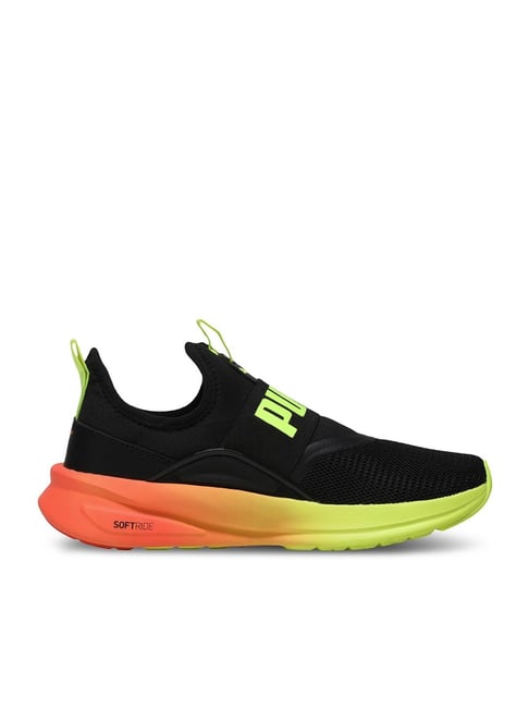 Puma Kids Unisex Kids Softride Enzo Black & Lime Squeeze Running Shoes