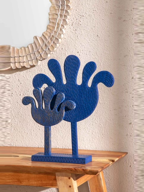 Freedom Tree Blue Mango Wood Palmyrah Handcrafted Table Top