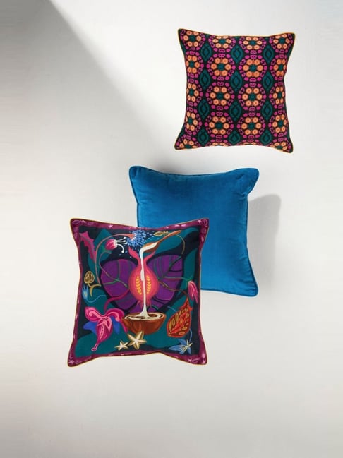 Freedom Tree Multicolor Cotton Ensemble Vasaka Floral Cushion Covers - Set of 3-picture-12