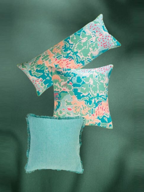 Freedom Tree Green Cotton Ensemble Rorschach Abstract Cushion Covers - Set of 3-picture-10