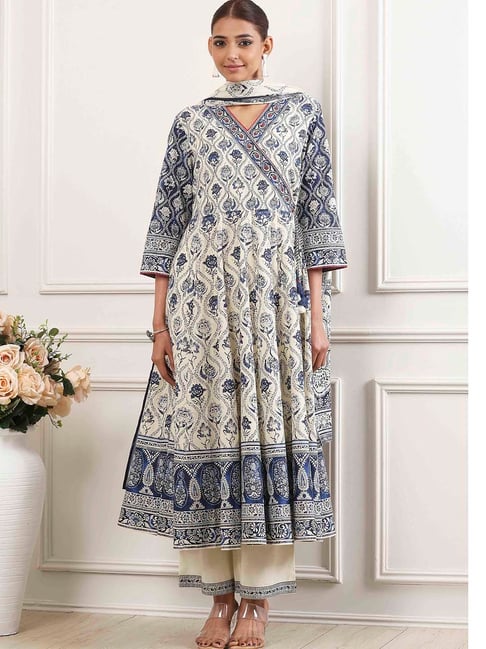 biba cotton anarkali dress Biba Cotton Anarkali Kurtis Online Shopping Buy Biba Womens Blue Printed Cotton  Anarkali Suit (Set Of
