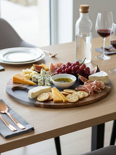 Wewood Brown Wood Epoxy Designer Platter ¿ Set of 2