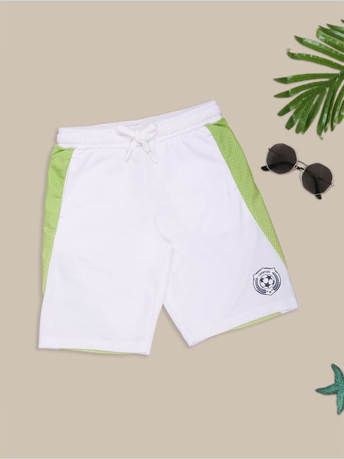 Pantaloons Junior Boys Bright White Color Block Sports Shorts