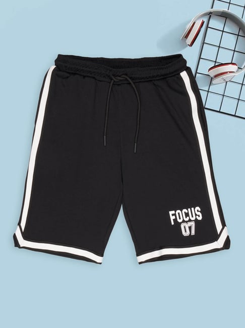 Pantaloons Junior Boys Jet Black Printed Sports Shorts