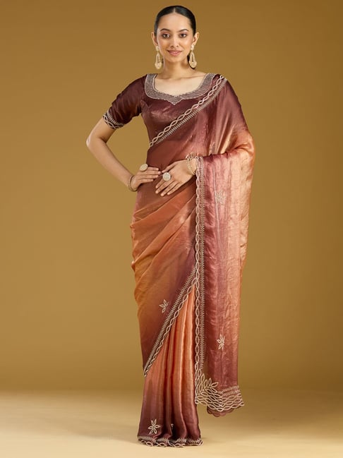 Koskii Brown Embellished Saree-picture-35