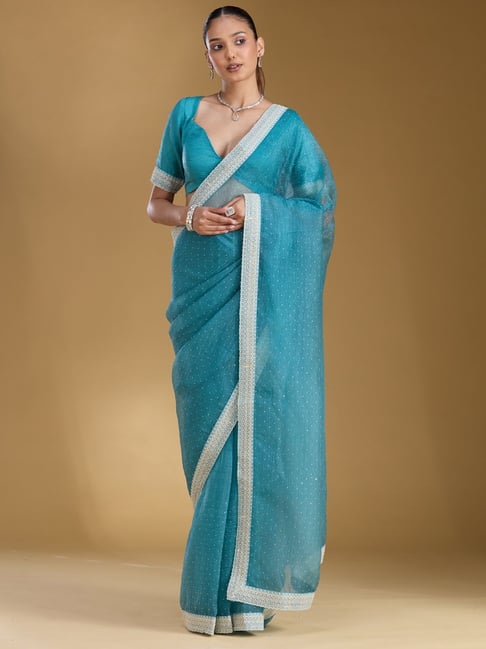 Koskii Sky Blue Zari Saree-picture-11