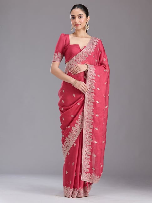 Koskii Pink Embroidered Saree-picture-17