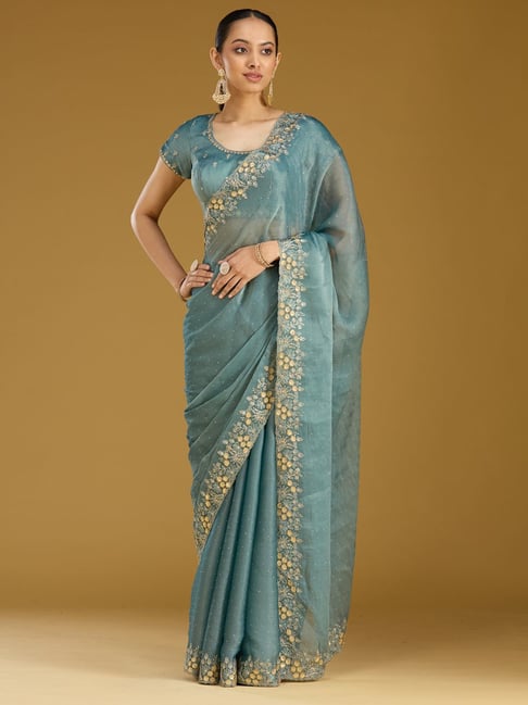 Koskii Blue Embellished Saree-picture-20