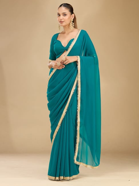 Koskii Teal Saree-picture-11