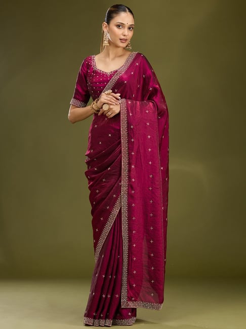 Koskii Wine Embellished Saree-picture-18