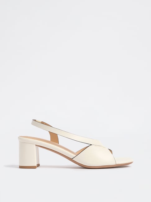 LUNA BLU by Westside White Asymmetric Block-Heel Sandals