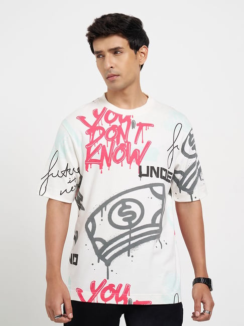 Sf Jeans By Pantaloons Off White Relaxed Fit Printed T-Shirt-picture-42
