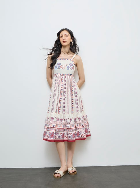 Buy Bombay Paisley by Westside Peach Floral Fit-And-Flare Dress for Women  Online @ Tata CLiQ