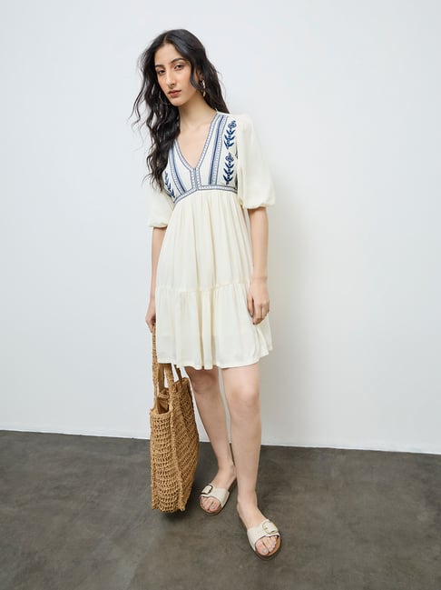 sachin and babi light blue dress ASOS DESIGN crochet patchwork embroidered floral mini dress in cream – On  Sale Now with Up to 60% Off main image 0