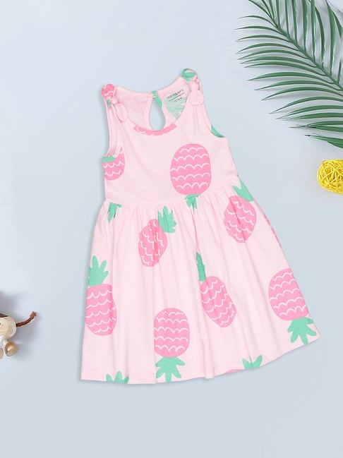 Pantaloons Baby Girls Barely Pink Printed Dress