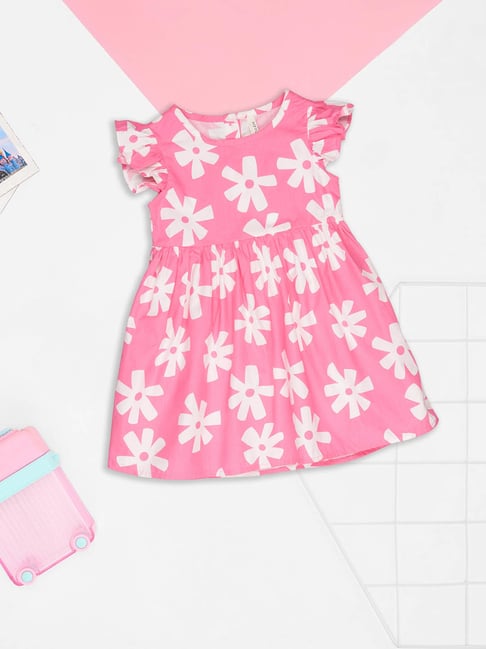 Pantaloons Baby Girls Sachet Pink Floral Print Dress