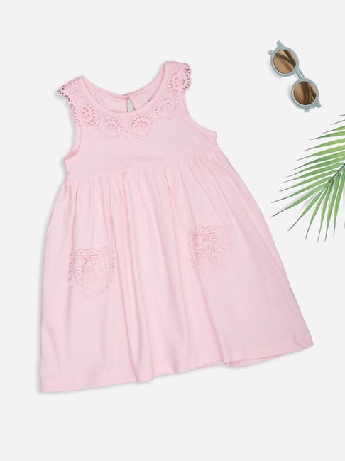 Pantaloons Baby Girls Pink Marshmallow Lace Dress