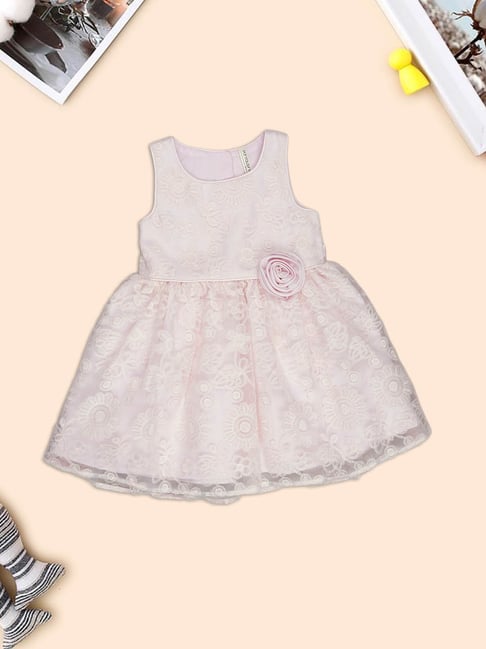 Pantaloons Baby Girls Pink Marshmallow Embroidery Dress