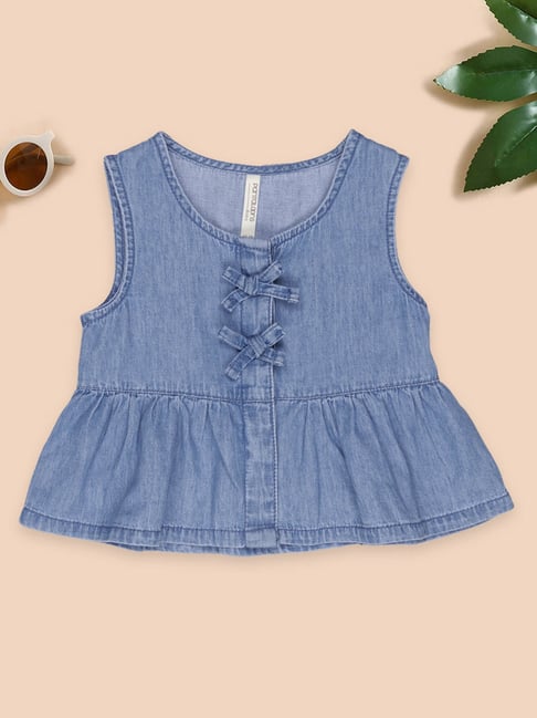 Pantaloons Baby Girls Blue Glow Top