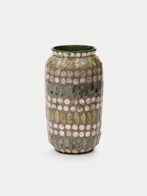 Pure Home and Living Green Embellished Lacquer Vase - Small