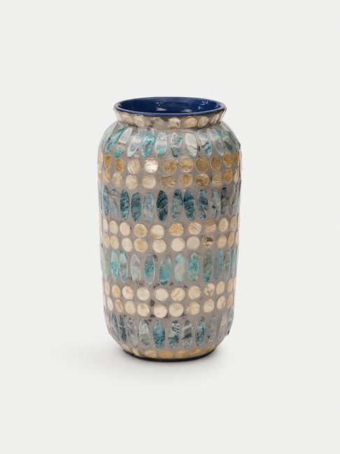 Pure Home and Living Blue Embellished Lacquer Vase - Small