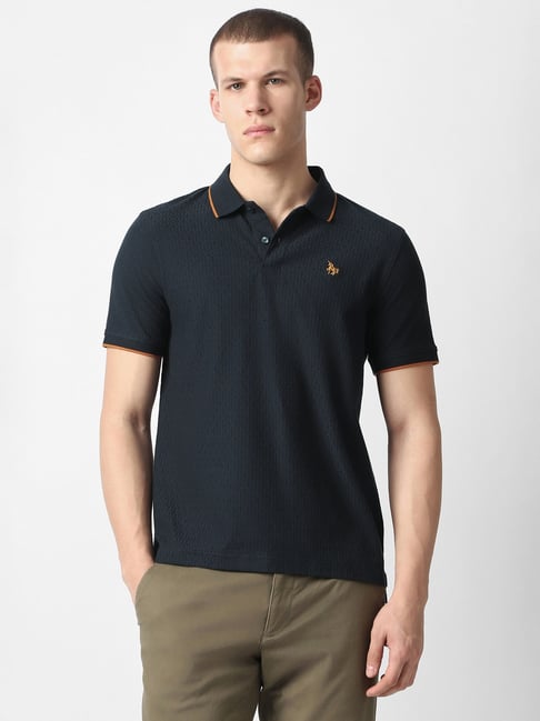 Van Heusen Black Solid Slim Fit Short Sleeves T-Shirt-picture-40