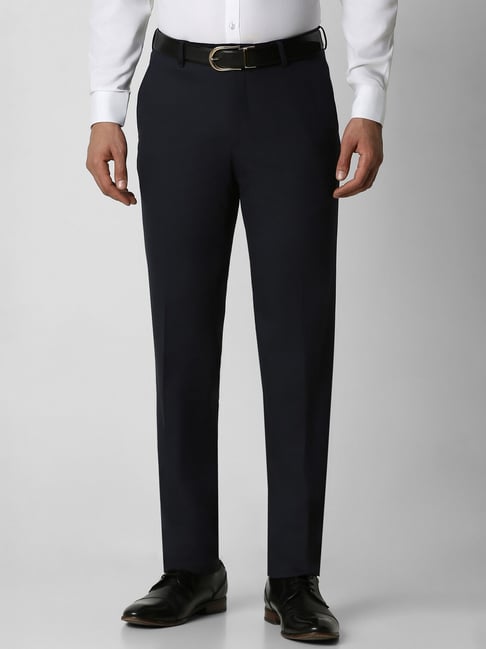 Van Heusen Black Solid Slim Fit Trousers-picture-45