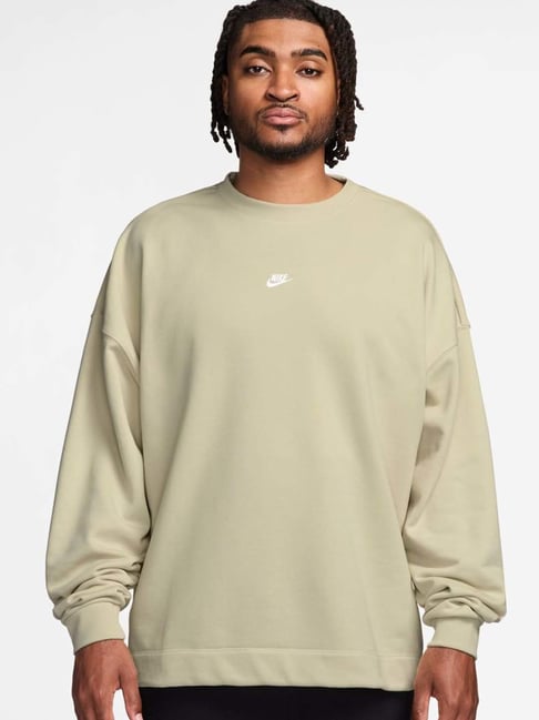 Nike Lt Khaki & White Sportwear Relaxed Fit Club Sweatshirt-image-18