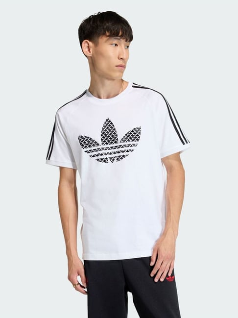 Adidas Originals White Monogram 3S Striped Regular Fit T-Shirt-picture-33