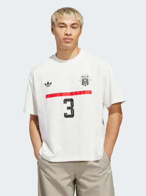 Adidas Originals White Defender Graphic Relaxed Fit Unisex T-Shirt-image-4