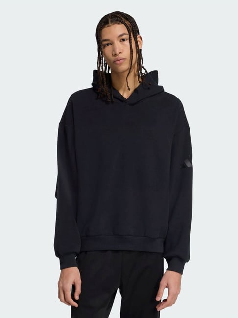 ADIDAS Black Relaxed Fit Hoodie-image-43