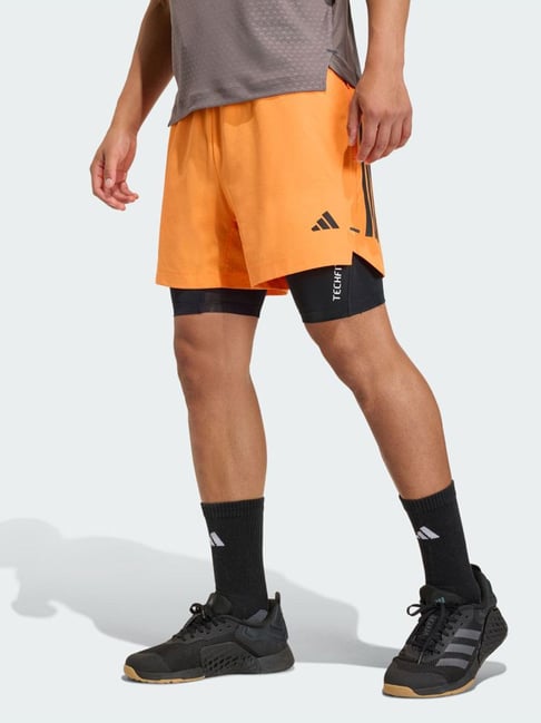 ADIDAS Orange Striped Regular Fit D4T Power Shorts