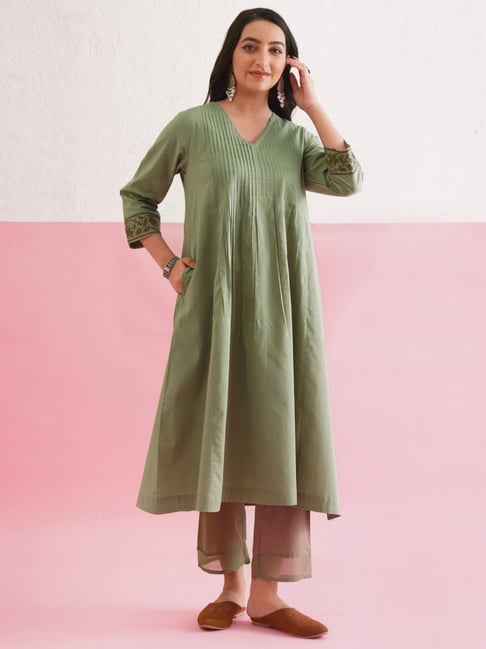 Jaypore Green Aaravya Relaxed Fit Kurta