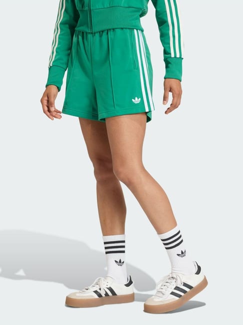 Adidas Originals Green Striped Relaxed Fit Football Shorts