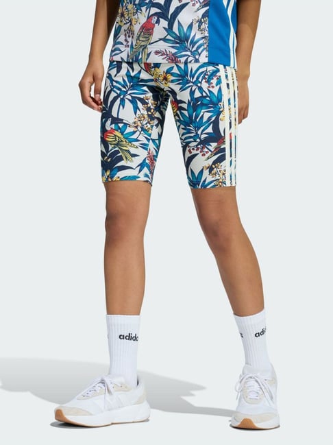 ADIDAS Grey Printed Slim Fit Bike Shorts