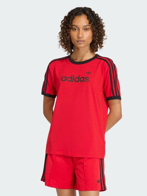 Adidas Originals Red Striped Regular Fit Linear Tee-picture-23