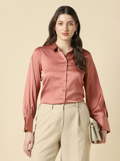 Allen Solly Pink Solid Shirt-picture-40