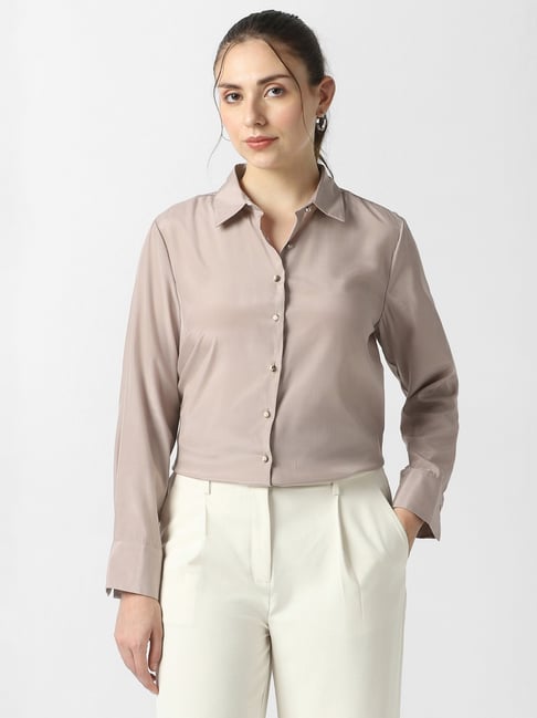 Van Heusen Beige Solid Shirt