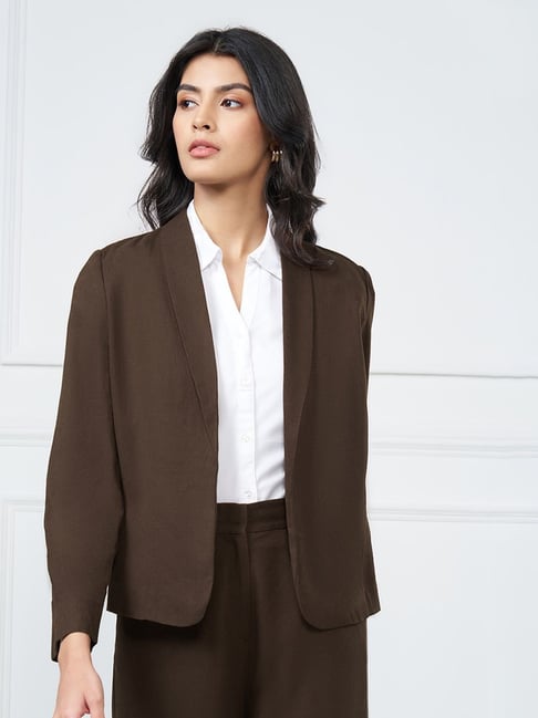 Annabelle By Pantaloons Chocolate Brown Regular Fit Blazer