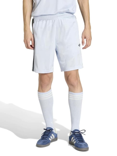 Adidas Originals Blue Striped Relaxed Fit Mid Rise Shorts-picture-26
