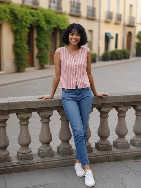 Varanga Pink Cotton Striped Top-picture-29