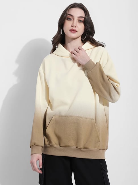 SHOWOFFFF Cream Relaxed Fit Hoodie