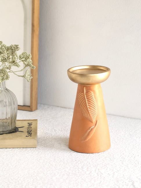 Ellementry Natural Terracotta Frangipani Tall Candle Holder