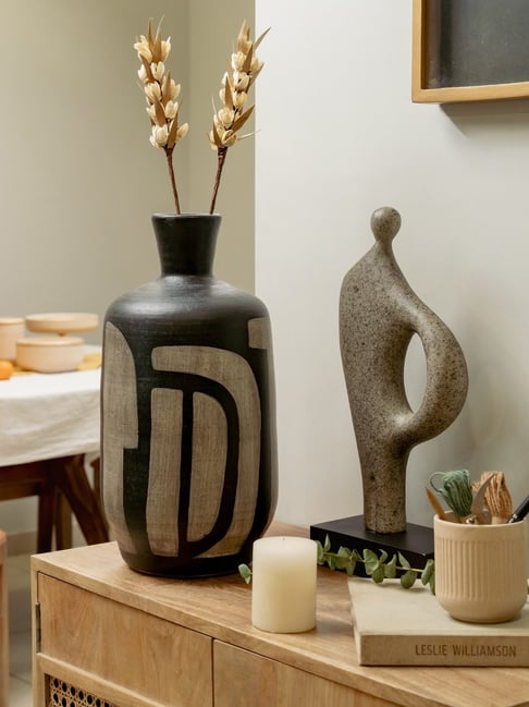 Ellementry Black Terracotta In Spring Vase - Tall