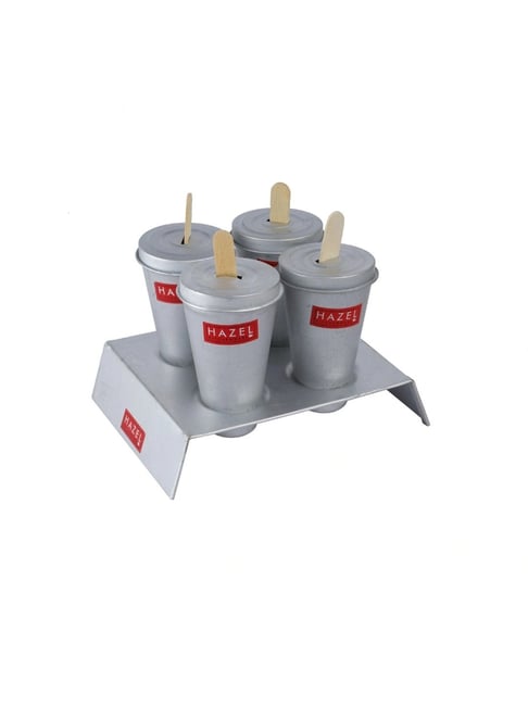 HAZEL Silver Aluminium Kulfi Moulds with Stand - Set of 4